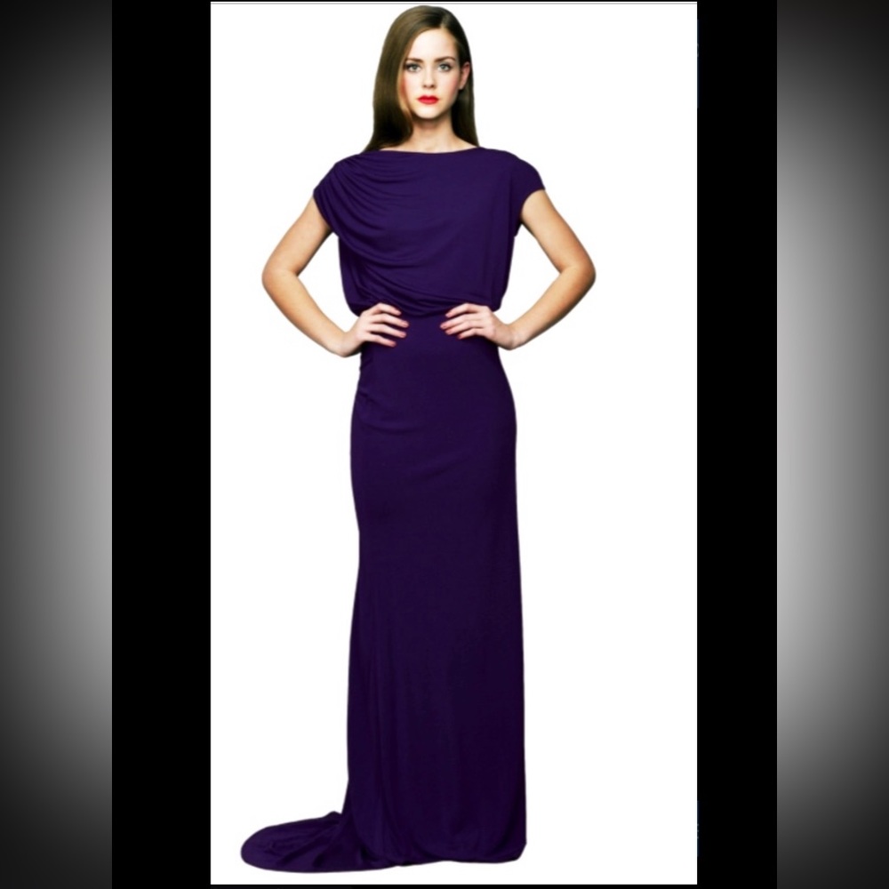 CROP David Peck long purple gown size L can be worn backward